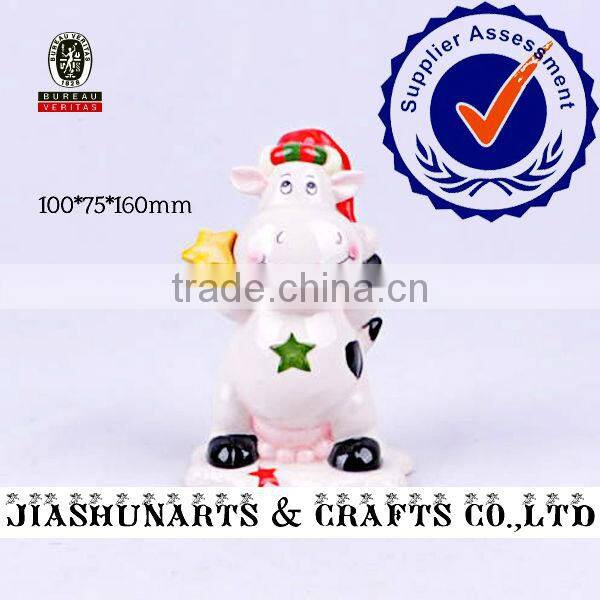 Cute Christmas Cow Ceramic Table Decorative Animals