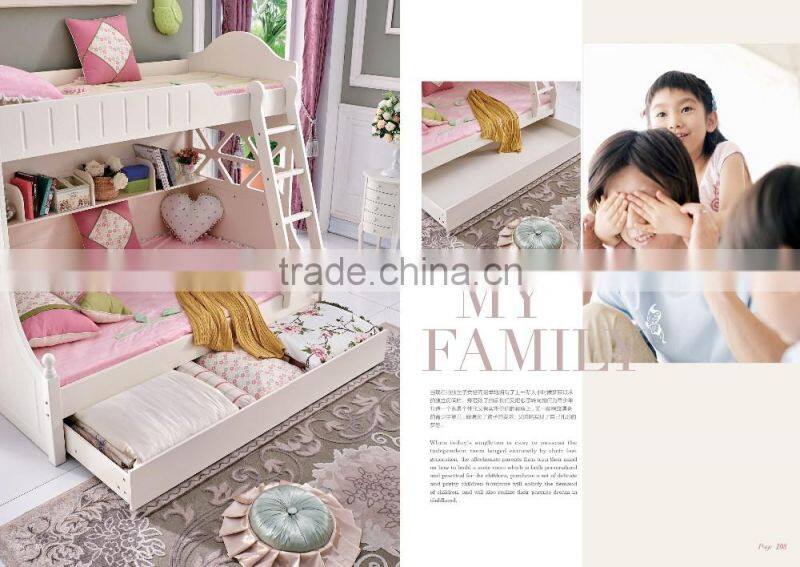 MJ606 girls/lady pink white bedroom set wooden children single queen bed set study desk three door wardrobe full set princess