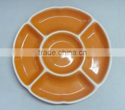 orange color Xmas ceramic square divided plate
