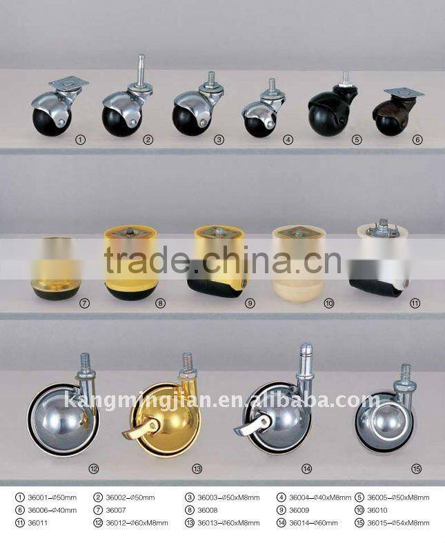 black nylon twin-wheel furniture castor with brake plain bearing