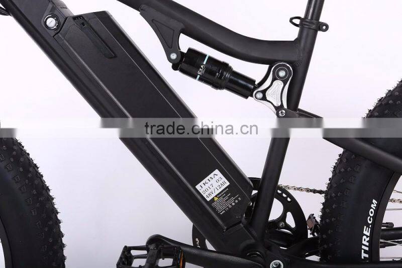 New arrival 26 inch 48V full suspension fat tire electric mountain bike with hidden battery