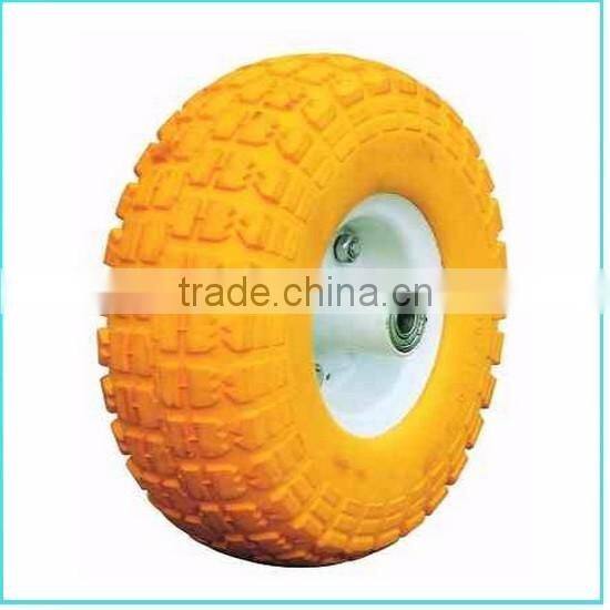 Solid PU foam wheel 3.00-4, PU solid wheel barrow tire 300-4 with plastic rim