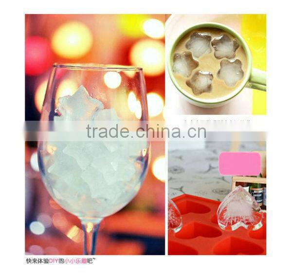 FDA 10 cavities BPA free ice cube tray, big love shaped silicone ice pan
