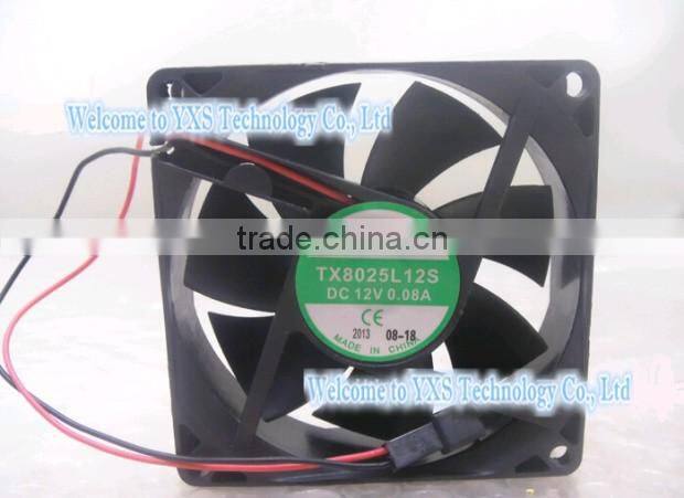 80x80x25mm TX8025L12S DC12V 0.08A 8025 8cm Ultra-quiet Cooling fan two wire