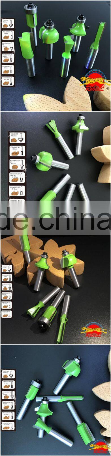 Factory 6 pcs Tungsten Carbide Router Bit Set Shank 12mm for Woodworking CNC milling cutter