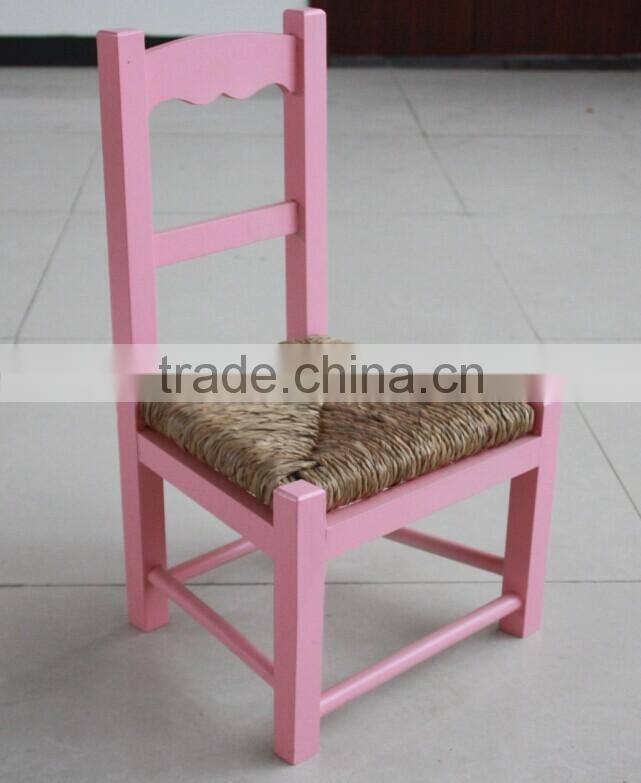 solid wooden children chair with ratten cushion