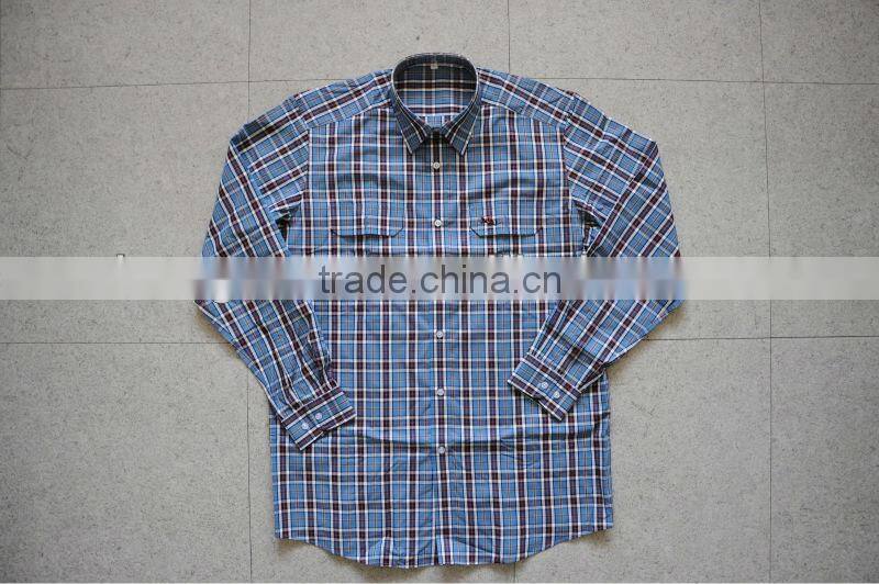 2013 Mens Fashion 100%Cotton plaids/ checked long sleeve shirt; Mens comfortable fit casual shirt