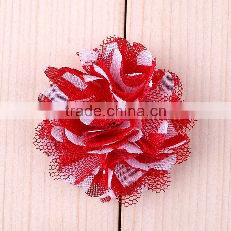 fabric and mesh flower clip for kids hair accessories