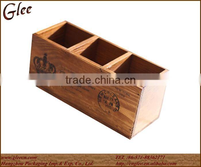 Antique wooden pen holder & storage box