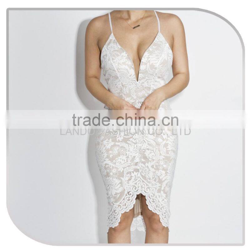 Ladies new model Deep v open back bodycon midi dress girls sexy black contrast lace night dress