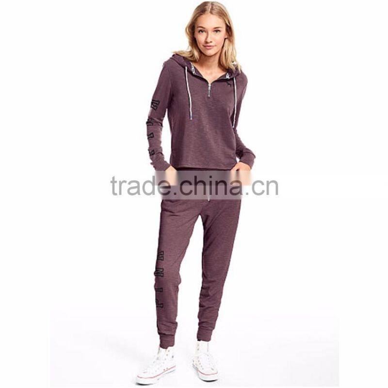 Wholesale 100% Cotton Woman Quarter-zip Sweatshirt Hoodie