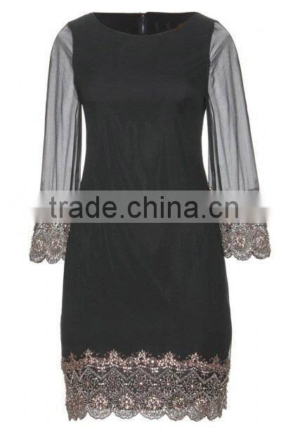 Women Top Fashion Long Sleeve Summer Full Figure Black Dress