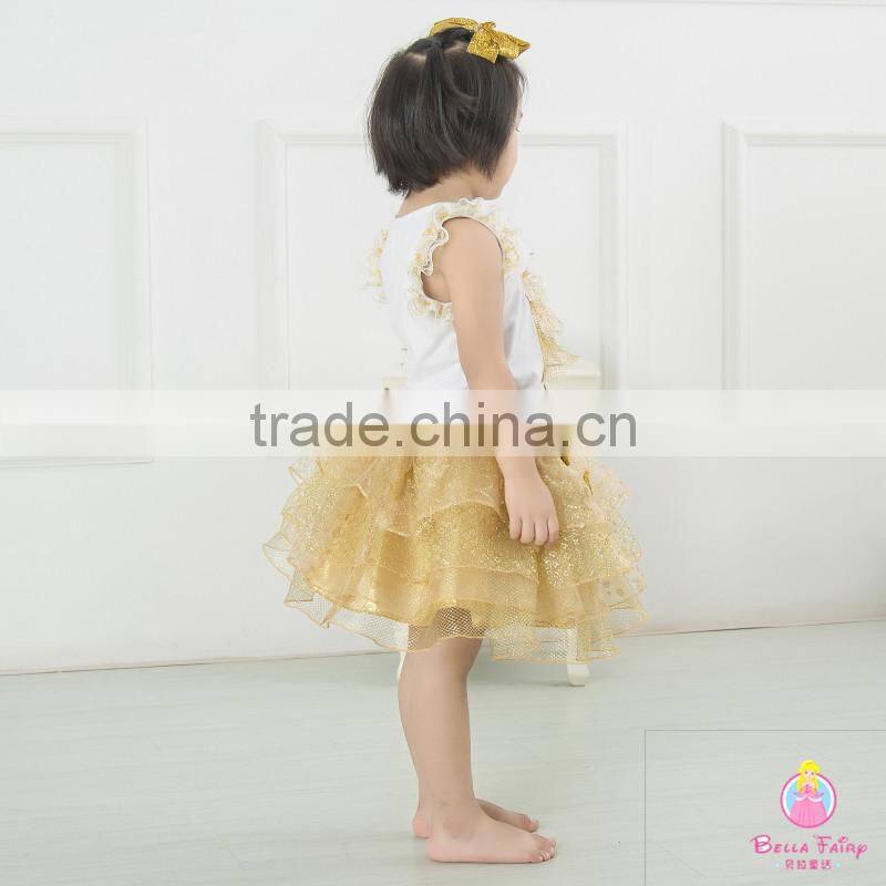Latest baby kids clothes Beautiful children fairy skirts wholesale christmas golden childhood tutu set bella fairy