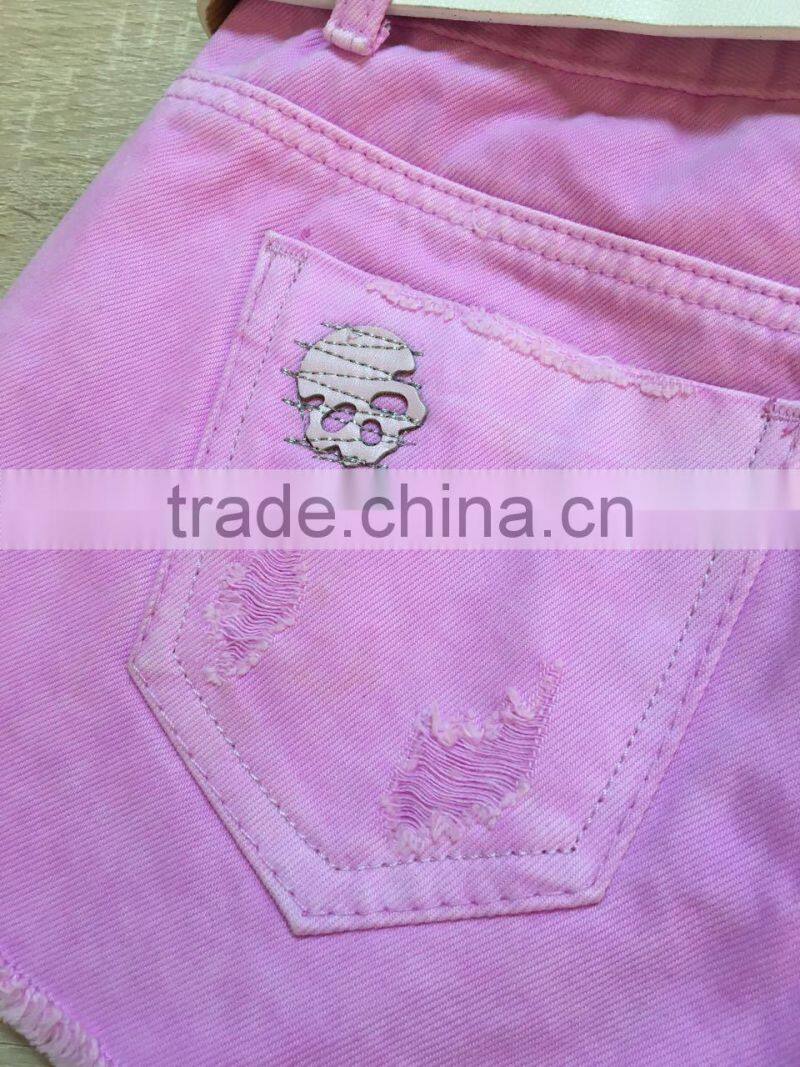 GZY New Model Pink Girl 's Short Jeans Stock 2017
