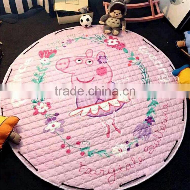 wholesale softy round shaped baby toy storage bag baby blanket play mats