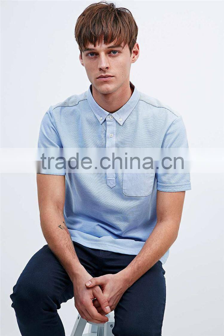 plain blue polo with chest pocket 100 percent cotton mens polo shirts t-shirt