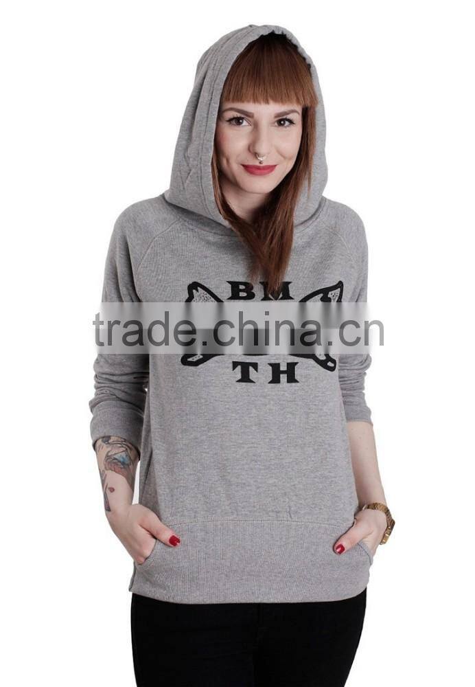 Customize grey hoodie sweatshirt fabric 80% cotton 20% polyester