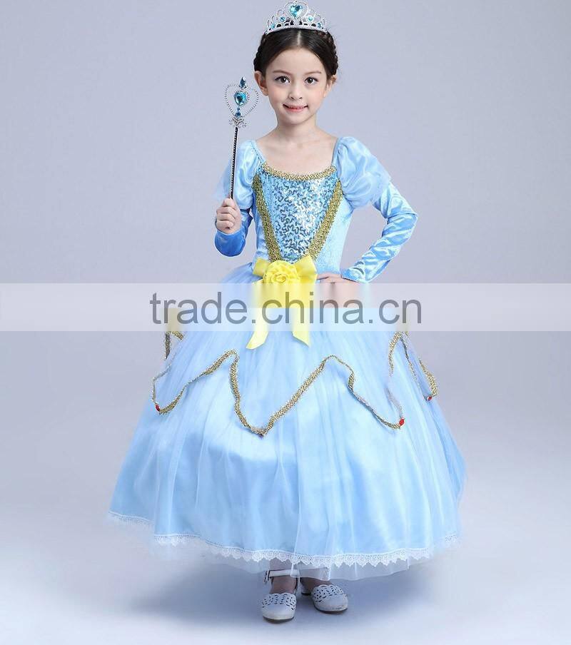 2016 wholesale princess kids flower girl dress for girl party wear western dress