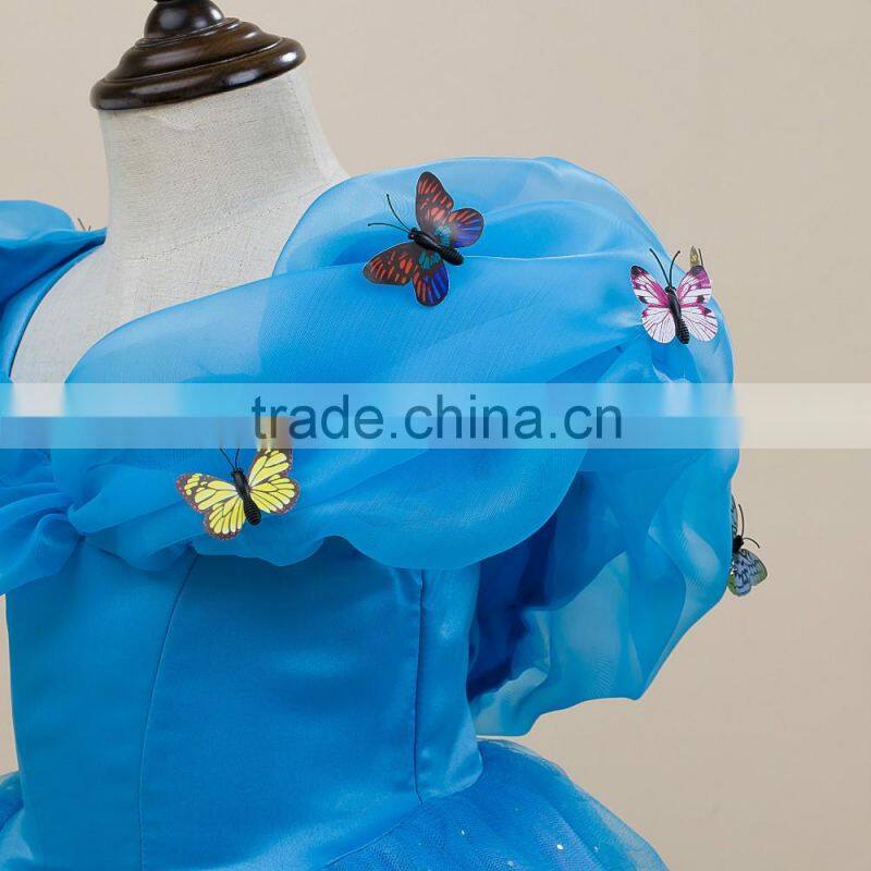 2016 wholesale princess kids clothes girl dress with butterfly for special Occasion
