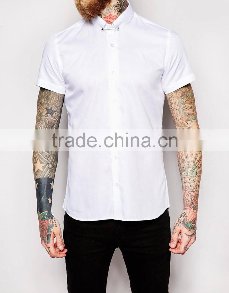 short sleeve mens cotton satin busines shirt
