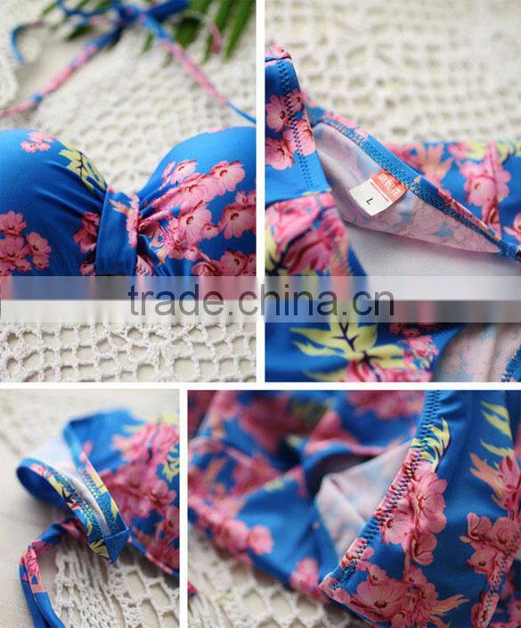 Wholesale Women ladies High Waisted Vintage Push Up Bandeau Bikini Sexy Swimsuit Swimwear M-XL SV006526