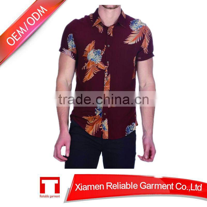 Fashion design cotton short sleeve shirt custom sublimation shirt