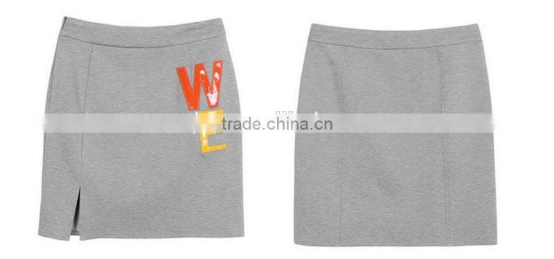 2016 Linen gray letters posted split skirts