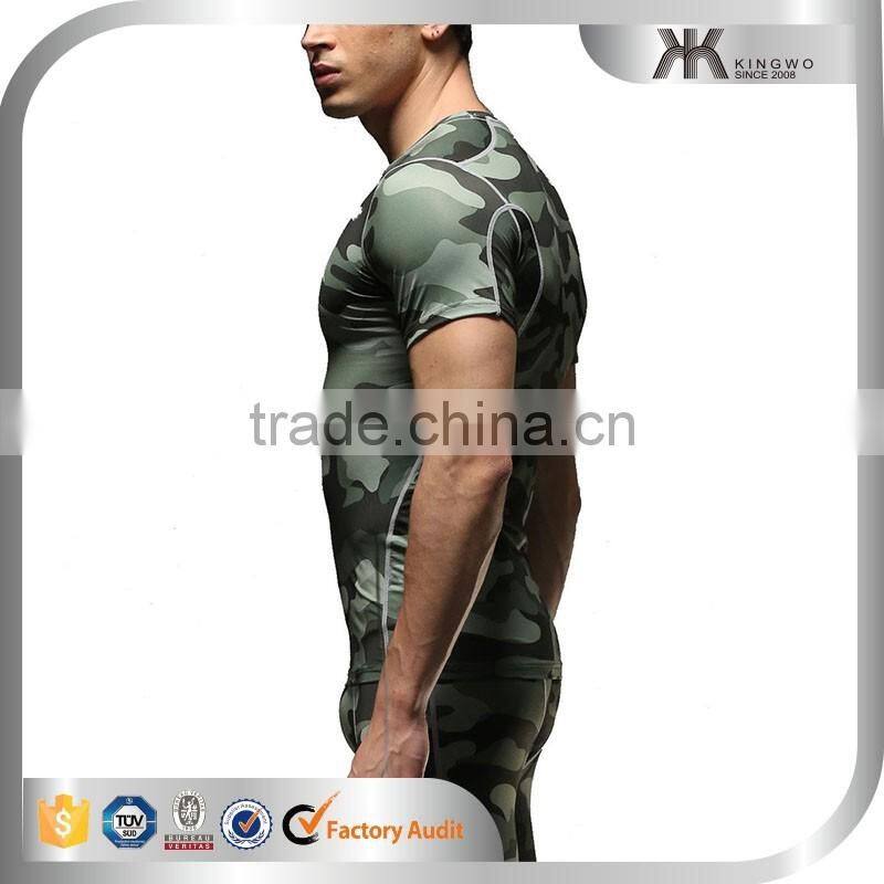 Exercise Equipment Fitness Apparel Men OEM Clothing Sublimation Camouflage Fabric T-shirt Men's Clothing