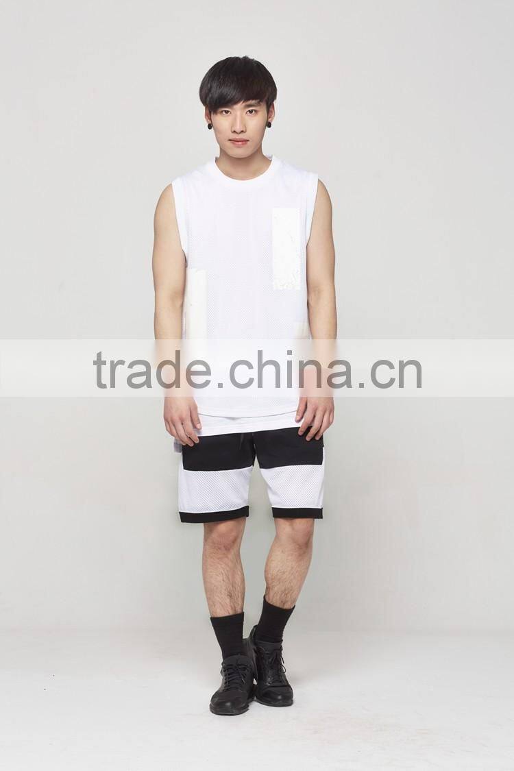 mens printed mesh t shirt sleeveless mesh t shirt new design