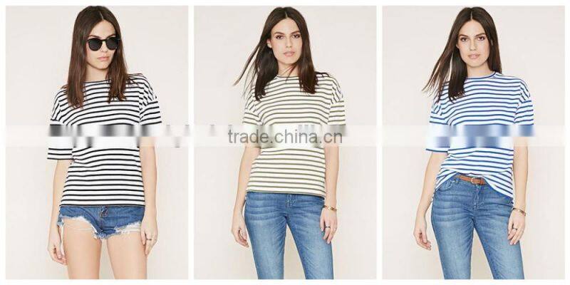custom women's casual stripe t-shirts