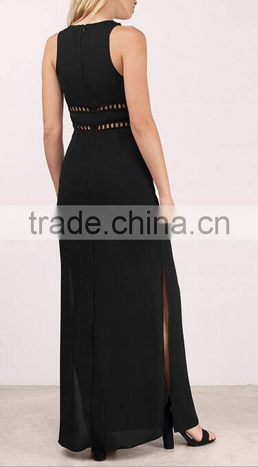 Runwaylover EY2190D Ladies 2017 Fashion Sleeveless Hollow Out Maxi Dress