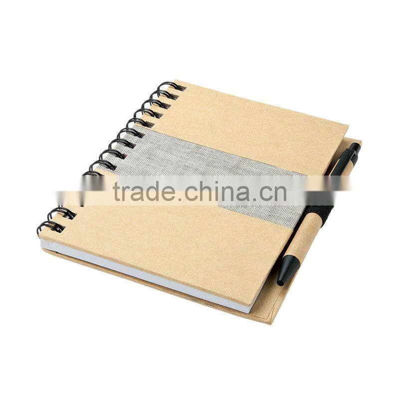 900grams kraft paper cover spiral winding eco friendly notebook 70grams 70sheets 18*13.5cm with kraft paper pen
