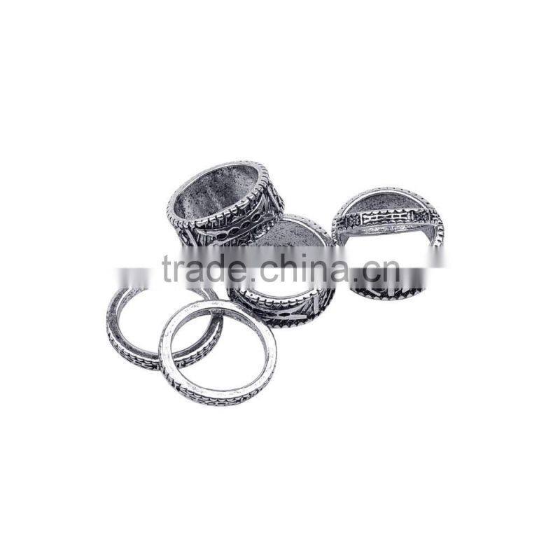 2017 Hot Fashion Bohemian Gypsy Silver Alloy Rings 6 Piece Set