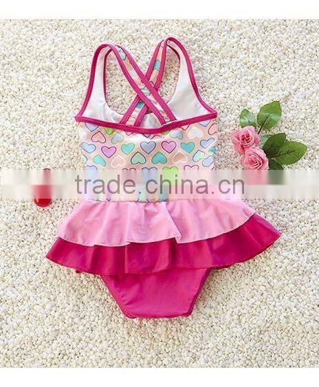 Wholesale kids swimwear girls one piece swimsuit heart printed girls swimwear