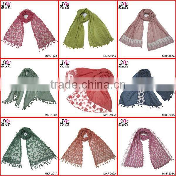 Wholesale new fashion lady's embroidery cotton shawl scarf