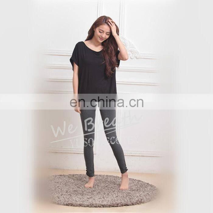 Black Bamboo Summer Breathable T-shirt Blouse Home Wear Girls