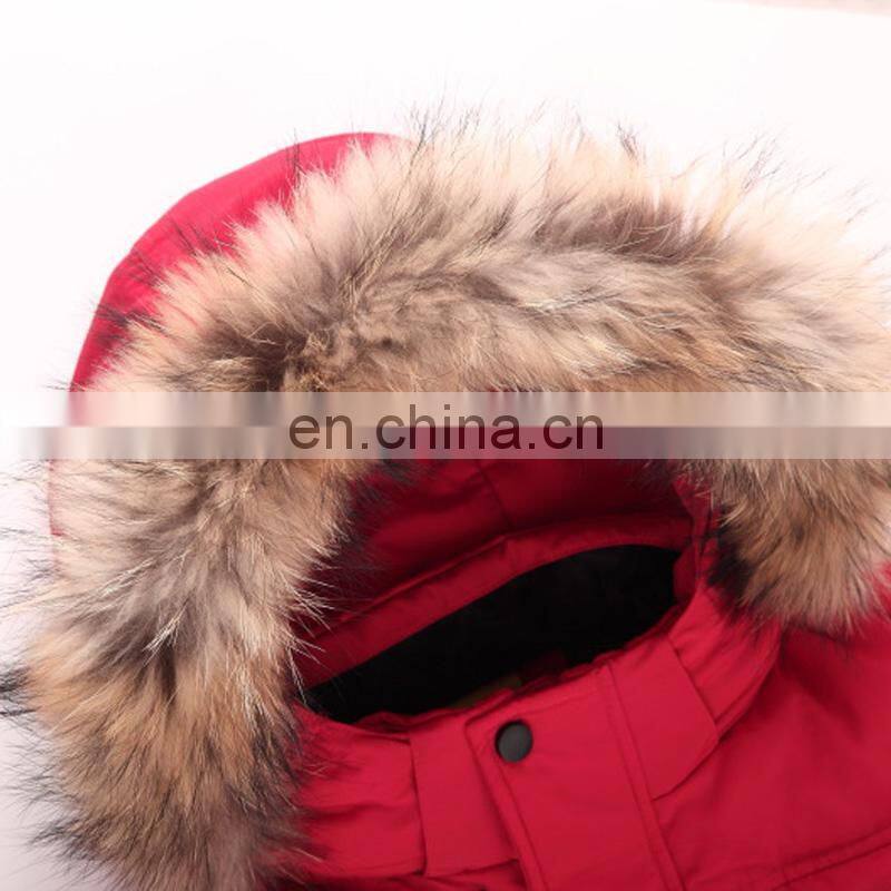 Long pattern winter fur fashion down coats jackets for children wholesale