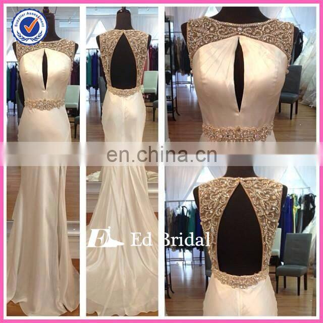 NC119 Delicate Beaded Real Sample Charmuse Open Back Evening Dress From Dubai