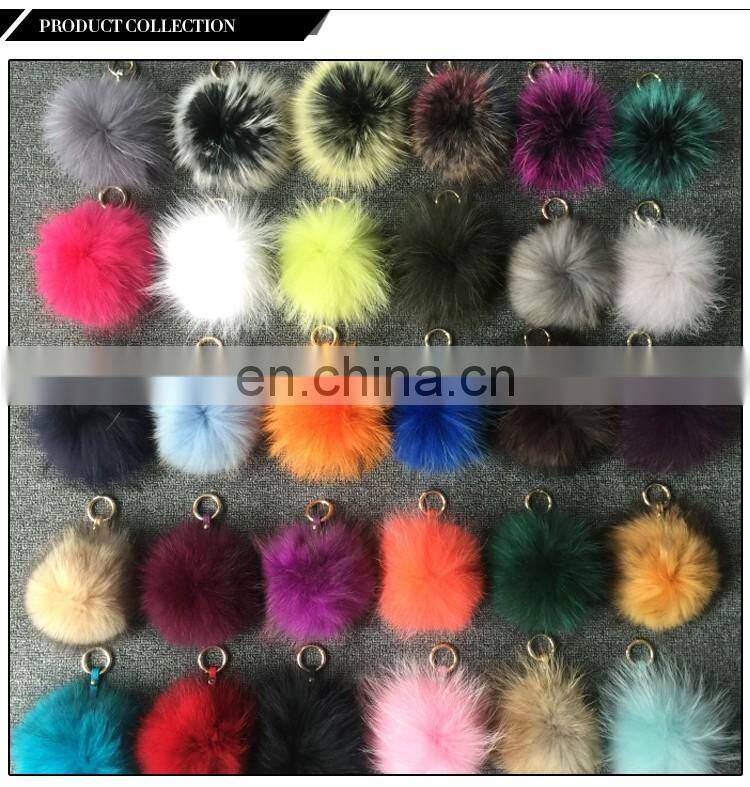 Plus size 100% raccoon fur pompom ball accessories keychain