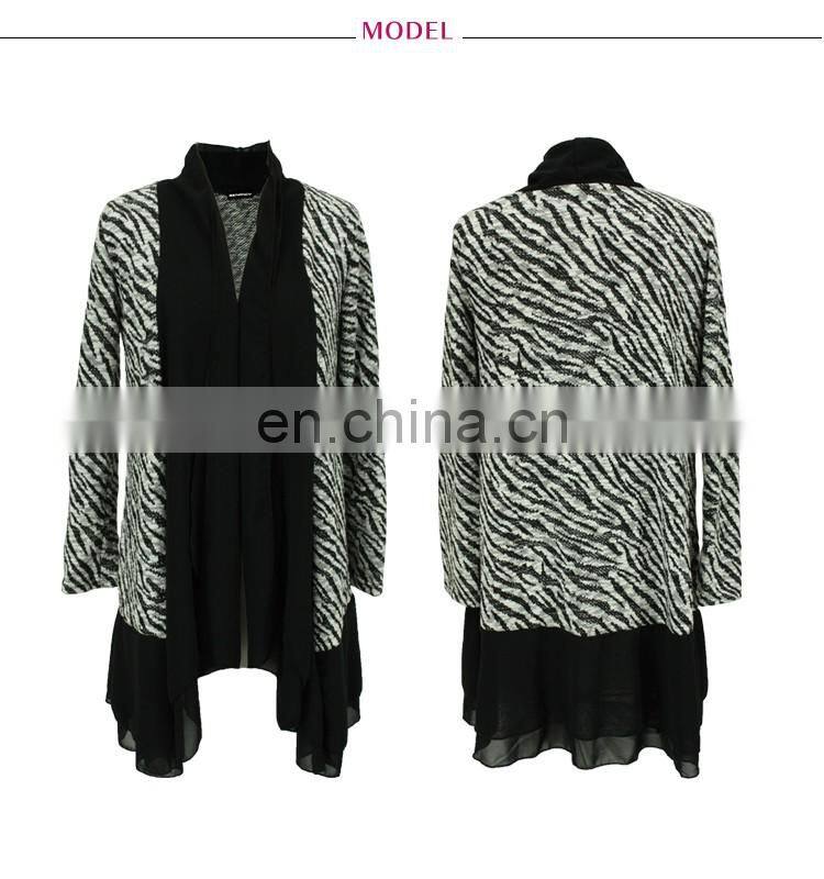 Cardigan 2017 Women Zebra Printed Sweater Knitwear Cardigan With Shawl Neck