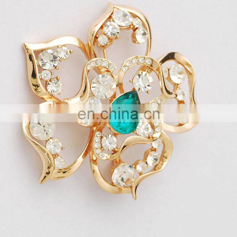 high quality cheap wholesale crystal stone custom brooch lapel pin flower