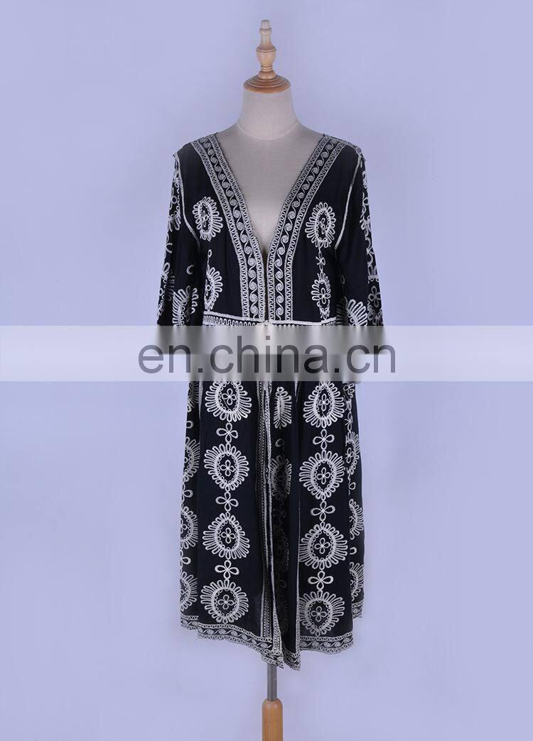 bohemian black lace Beach Kimono Cardigan Plus Size Summer Pool Party cotton Women Top and Blouse