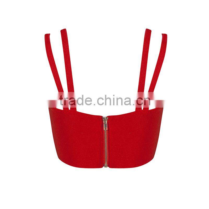 Jenny Fashion Wholesale 2016 New White Beige Red Yellow Sey Cute Women Strap Bandage Bustier Crop Tops