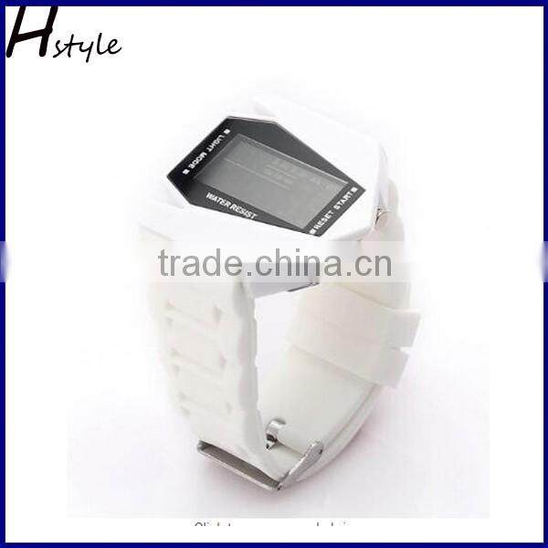 Elegant Plane Style Digital Display LED Silicone Wrist Watch White WP014