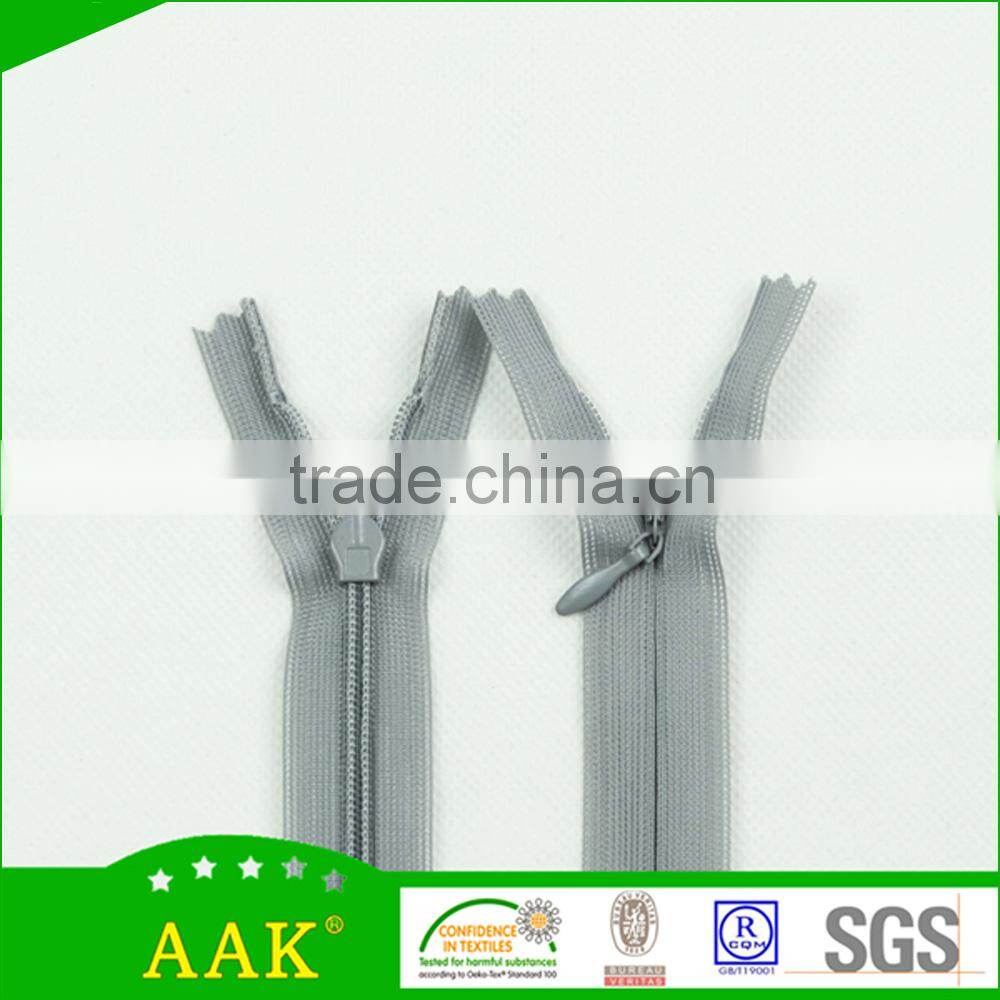Apparel zippers korea for clothing 3# invisible zippers with water drop puller
