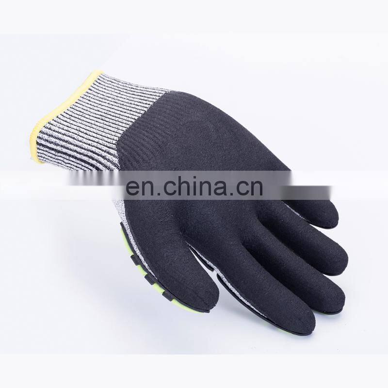 Cut Resistant Level 5 Protection Sandy Nitrile Palm Coated Tpr Mechanic Impact Glove
