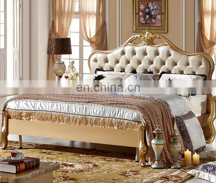 2021 European princess Solid wood classic sofa bed carved double beds design