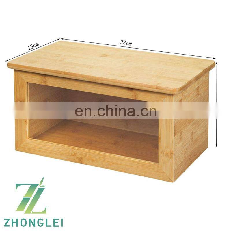 100% Bamboo Bread Box Bin with Lid Front Window for Kitchen Countertop