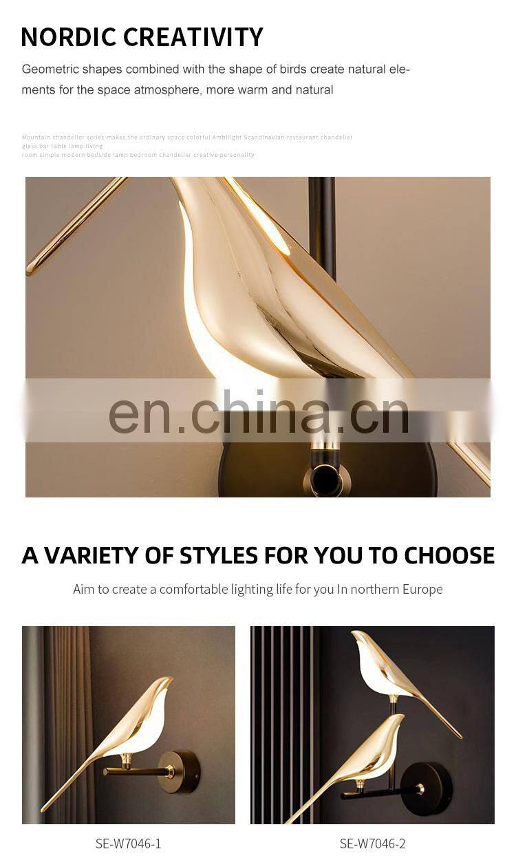 New Design Decoration Indoor Black Gold Aluminum Acrylic Iron Bedroom Modern LED Wall Lamp