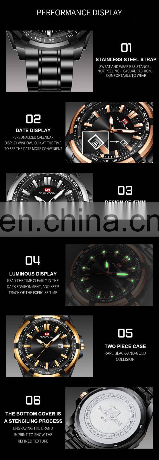 VA VA VOOM 2401 Mens Quartz Watch Leisure Fashion sport waterproof Luxury Men Watch